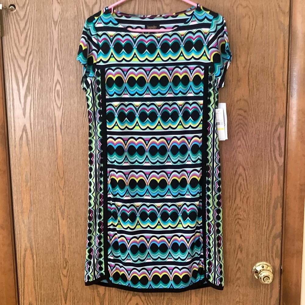 Colorful, lined, short sleeve dress